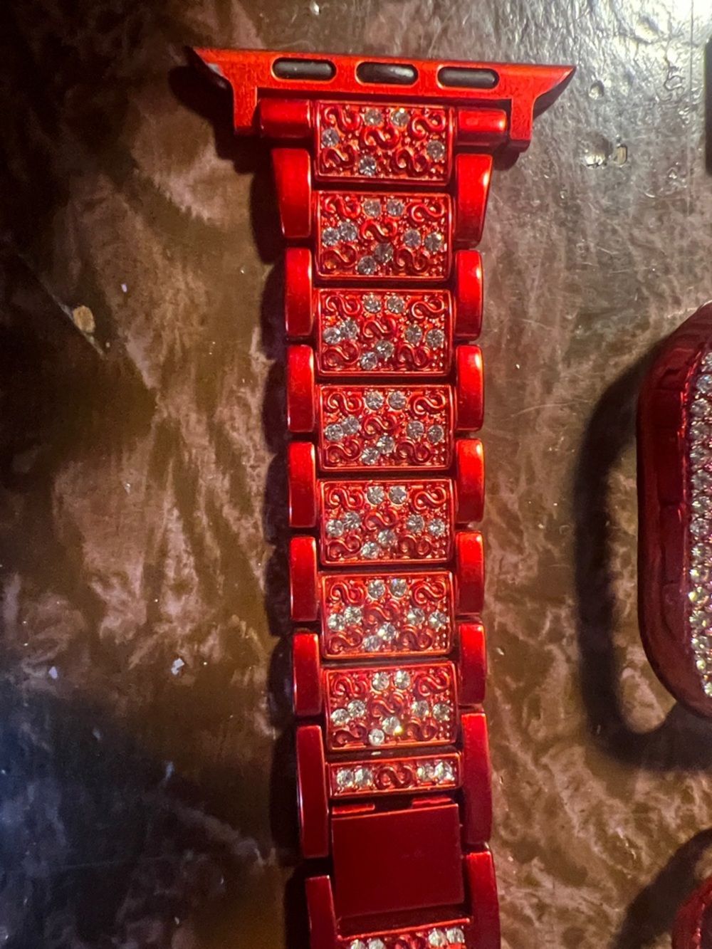 Red Crystal Rhinestone Smartwatch Bezel 44MM - Picture 4 of 4